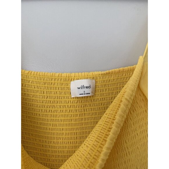 Aritzia Wilfred Tempest Mini Dress in Yellow Size Small Long Sleeve Squareneck - Picture 3 of 7